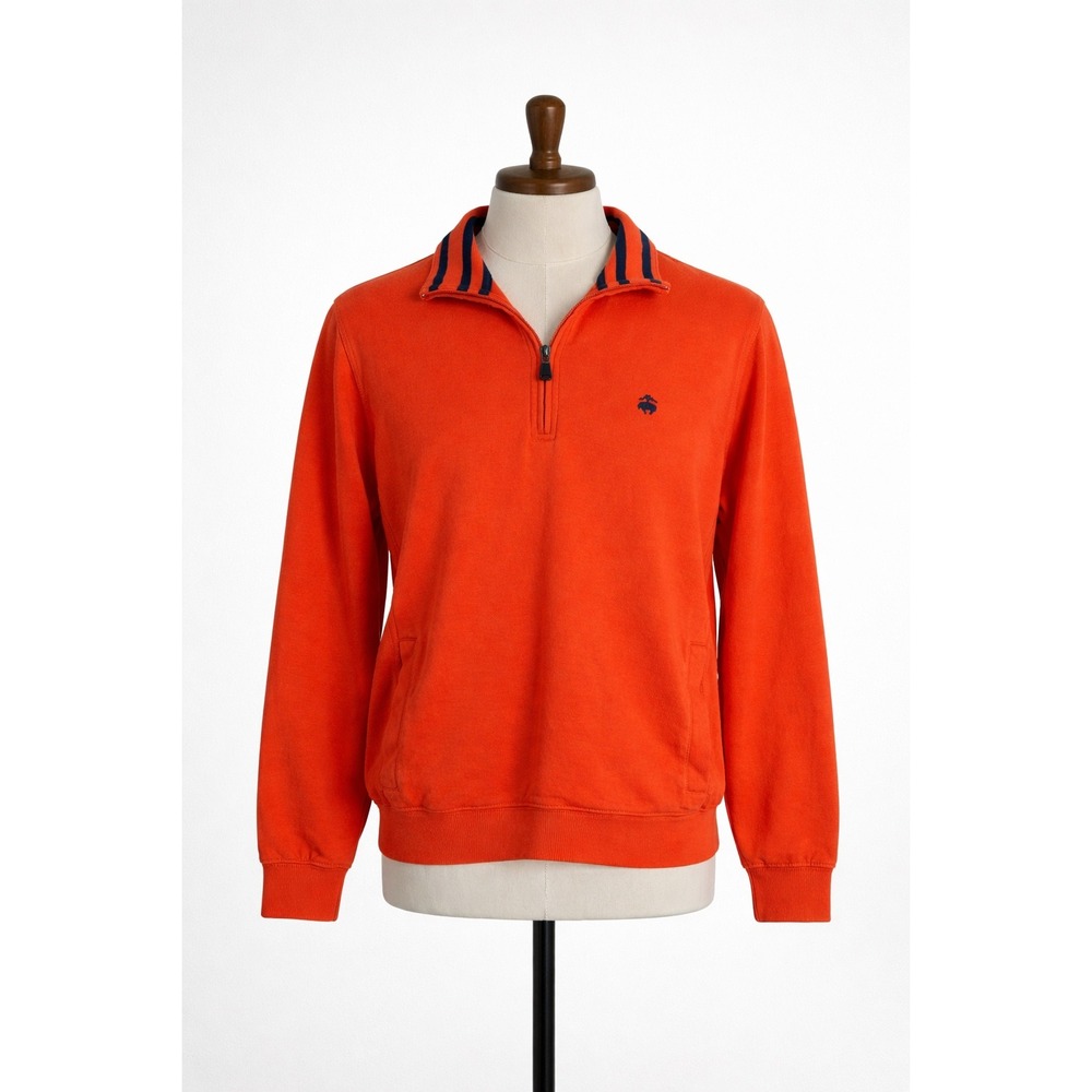 HOLES - Brooks Brothers 346‎ Orange Quarter Zip Pullover Sweatshirt Men's Size M